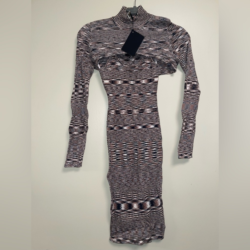 Hera Collection Long Sleeve Knit Dress - Black and White Pattern